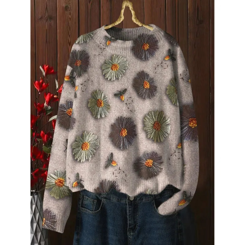 Vintage Floral Knit Sweater