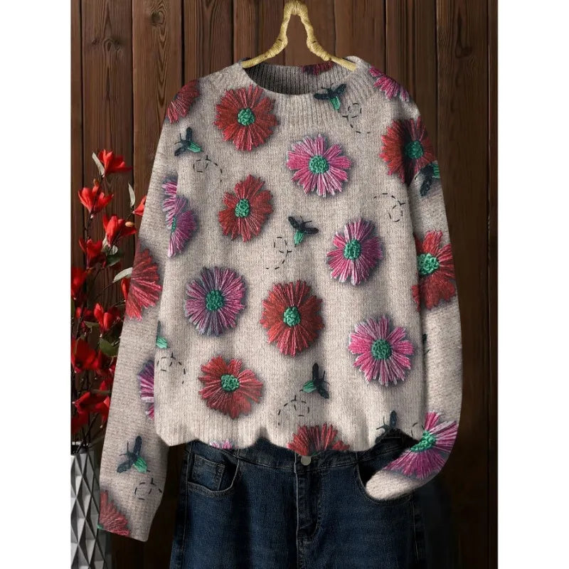 Vintage Floral Knit Sweater