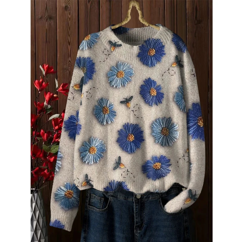 Vintage Floral Knit Sweater