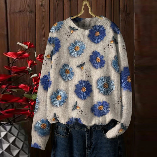 Vintage Floral Knit Sweater