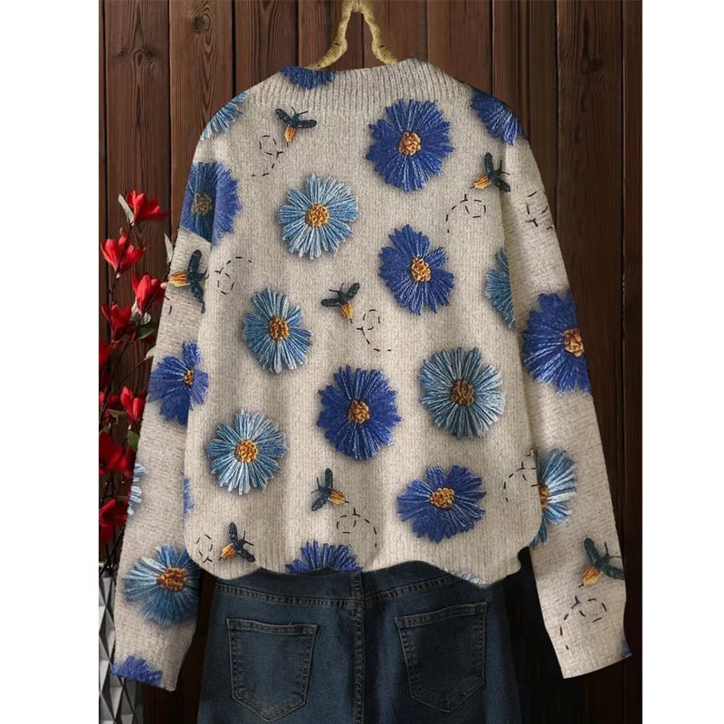 Vintage Floral Knit Sweater